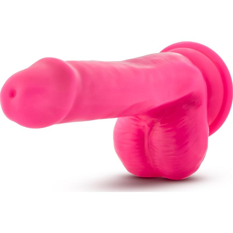 Neo Dual Density Cock With Balls 6in Neon Pink - Naughty by Nature Adult Store