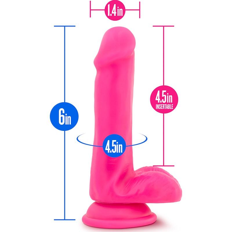 Neo Dual Density Cock With Balls 6in Neon Pink - Naughty by Nature Adult Store