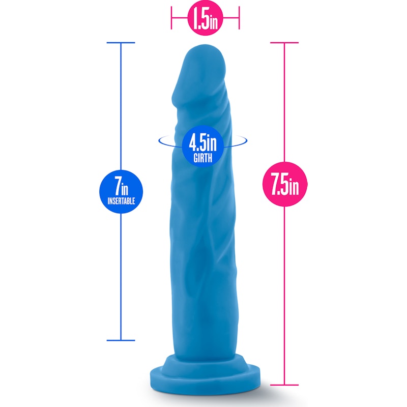 Neo Dual Density Cock 7.5in Neon Blue