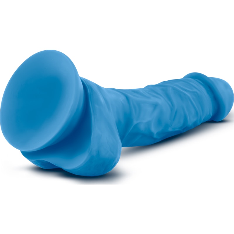 Neo Dual Density Cock With Balls 7in Neon Blue