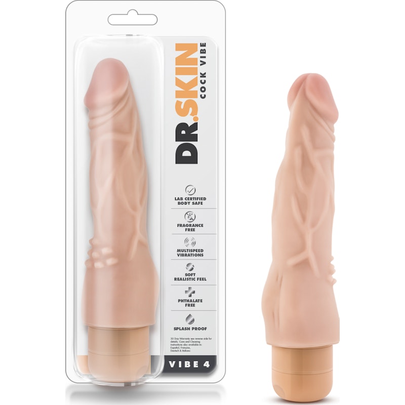 Dr Skin Cock Vibe 4 8in Vibrating Cock Beige