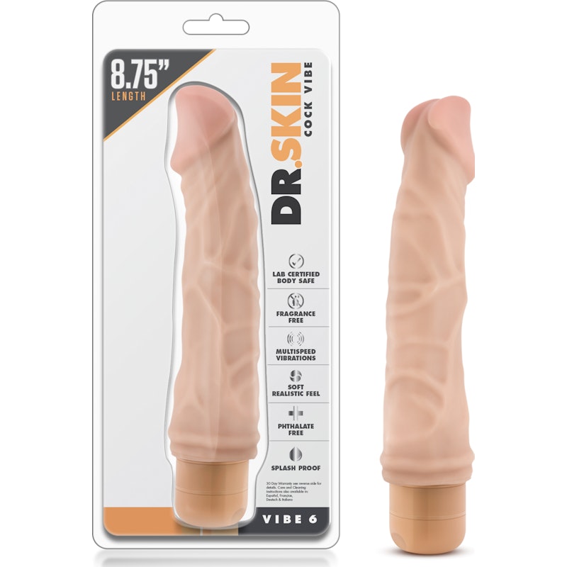 Dr Skin Cock Vibe 6 8.5in Vibrating Cock Beige