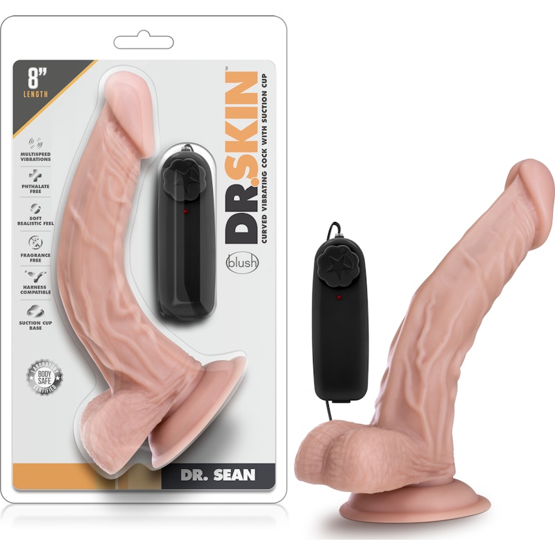 Dr Skin Dr Sean 8in Vibrating Cock with Suction Cup Vanilla