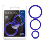 Performance Silicone Cock Ring 3 Pc Set Indigo