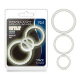 Performance Silicone Cock Ring 3 Pc Set White Glow