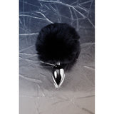 Silver Metal Anal Plug Small w Black Tail