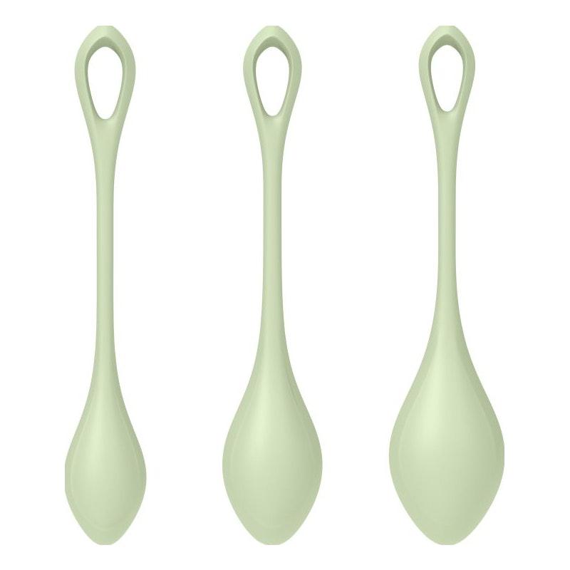 Satisfyer Yoni Power Balls 2 Green 3 Pc Set - Naughty by Nature Adult Store