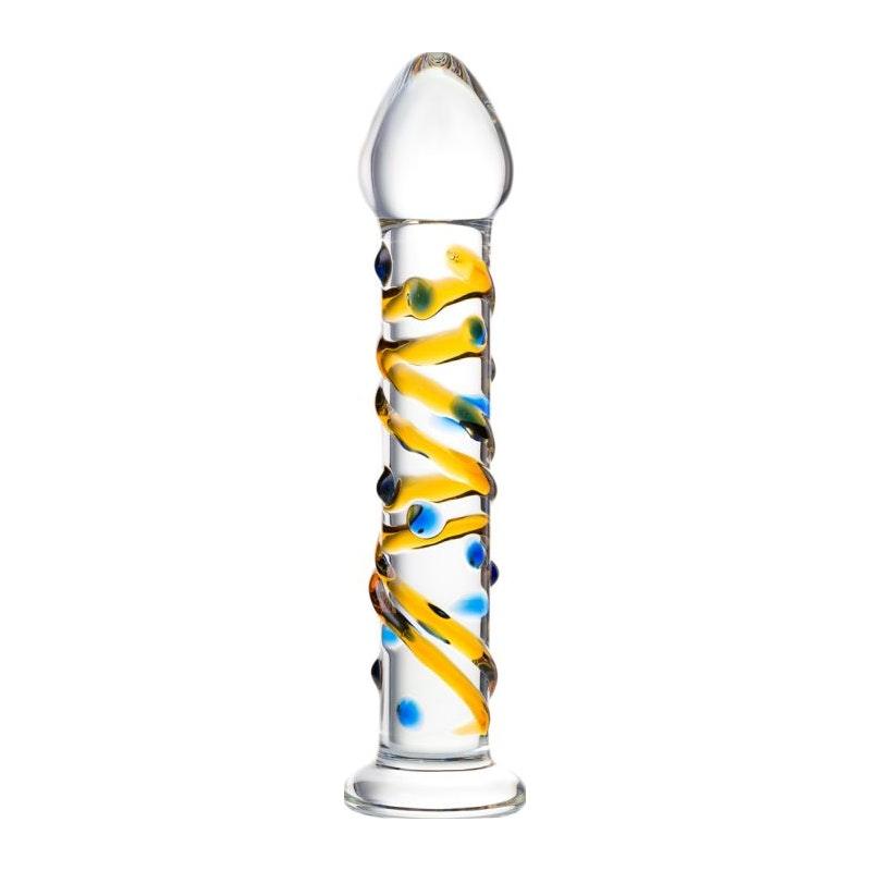 Sexus Glass Dildo Yellow 17.2cm - Naughty by Nature Adult Store