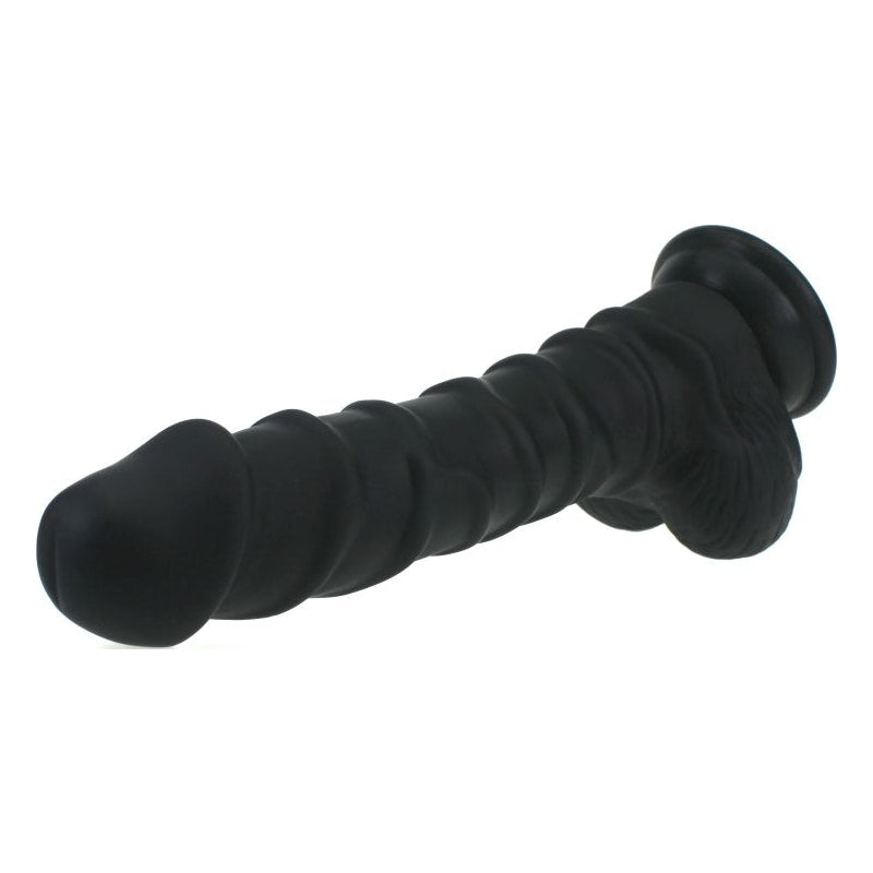 Realistic Dildo Ridged Shaft w Balls Black