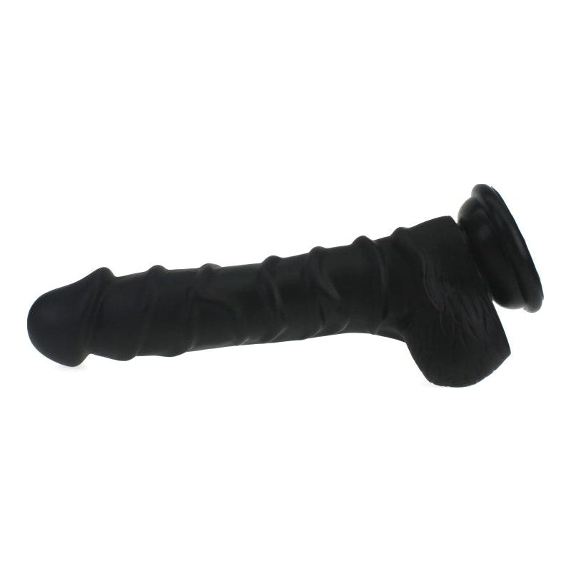 Realistic Dildo Ridged Shaft w Balls Black