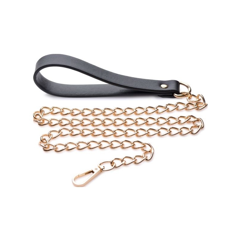 Leashed Lover Black/Gold Chain Leash