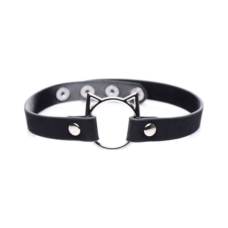 Kinky Kitty Ring Slim Choker Black