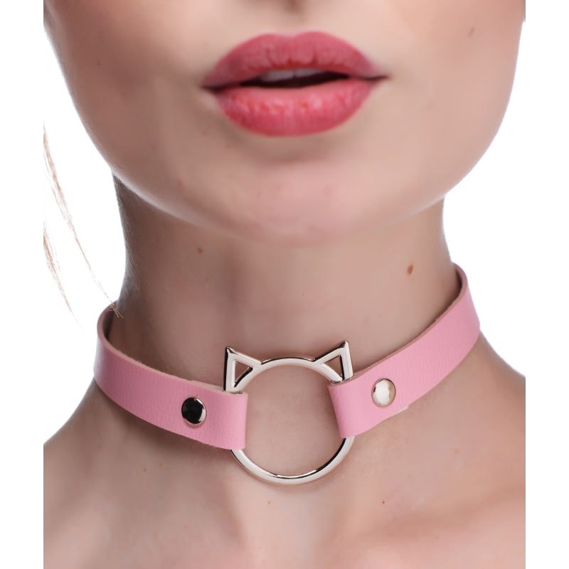 Kinky Kitty Ring Slim Choker Pink