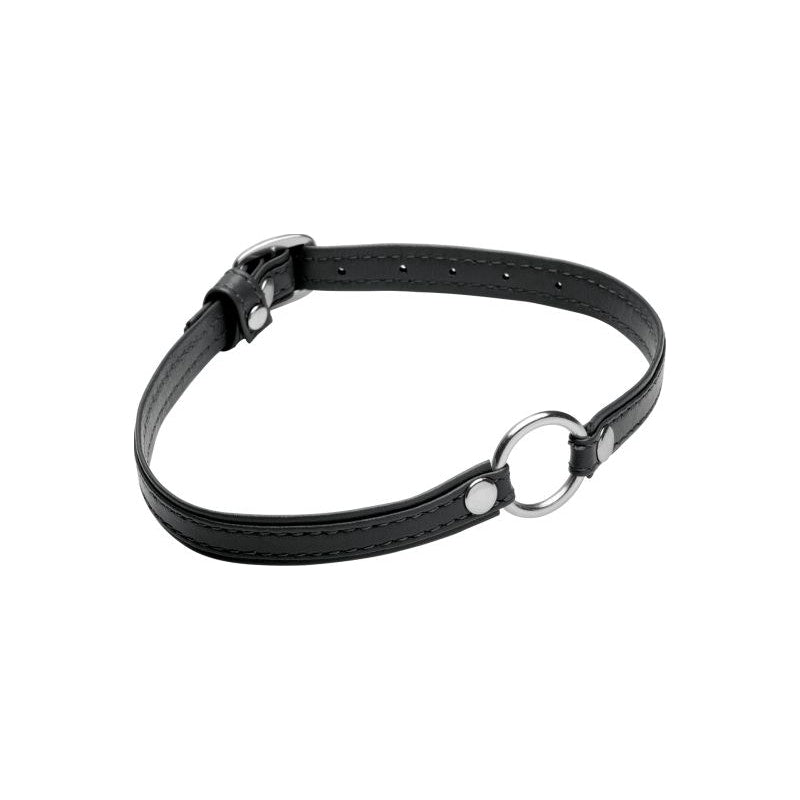 Sex Pet Leather Choker w Silver Ring Black