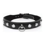 Bling Vixen Leather Choker w Clear Rhinestones