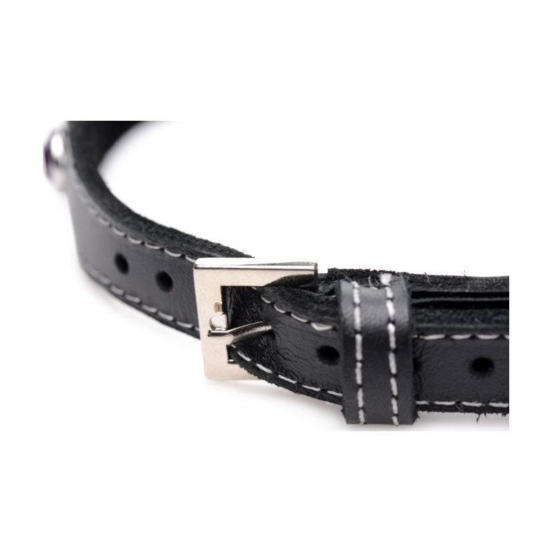 Bling Vixen Leather Choker w Clear Rhinestones