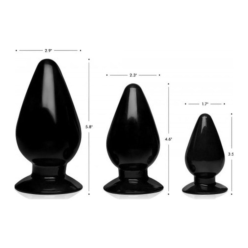 Triple Cones 3 Pc Anal Plug Set Black