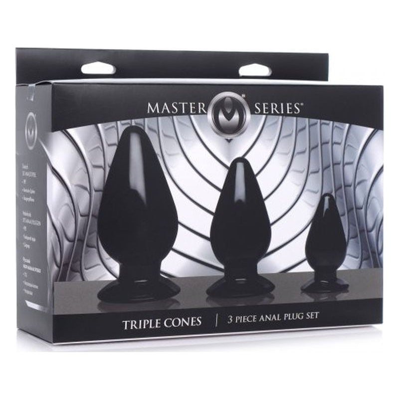 Triple Cones 3 Pc Anal Plug Set Black