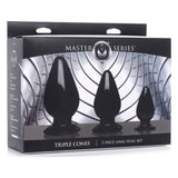 Triple Cones 3 Pc Anal Plug Set Black