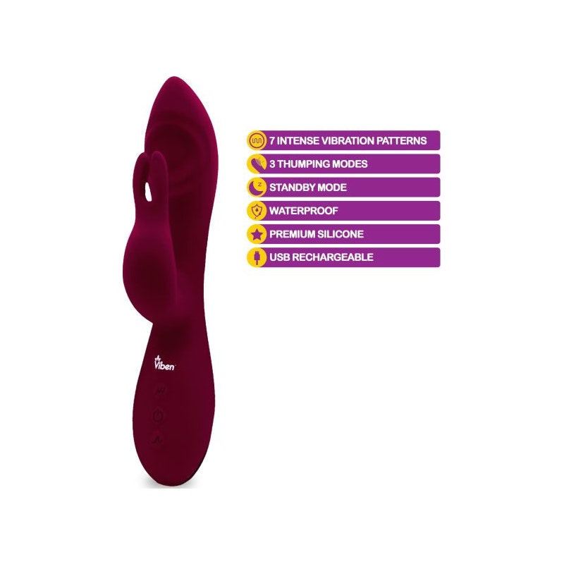 Viben Pzazz Rechargeable Thumping Rabbit Ruby