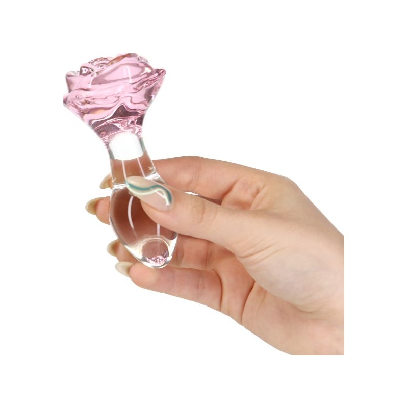 Pillow Talk Rosy Luxurious Glass Anal Plug w Clear Gem