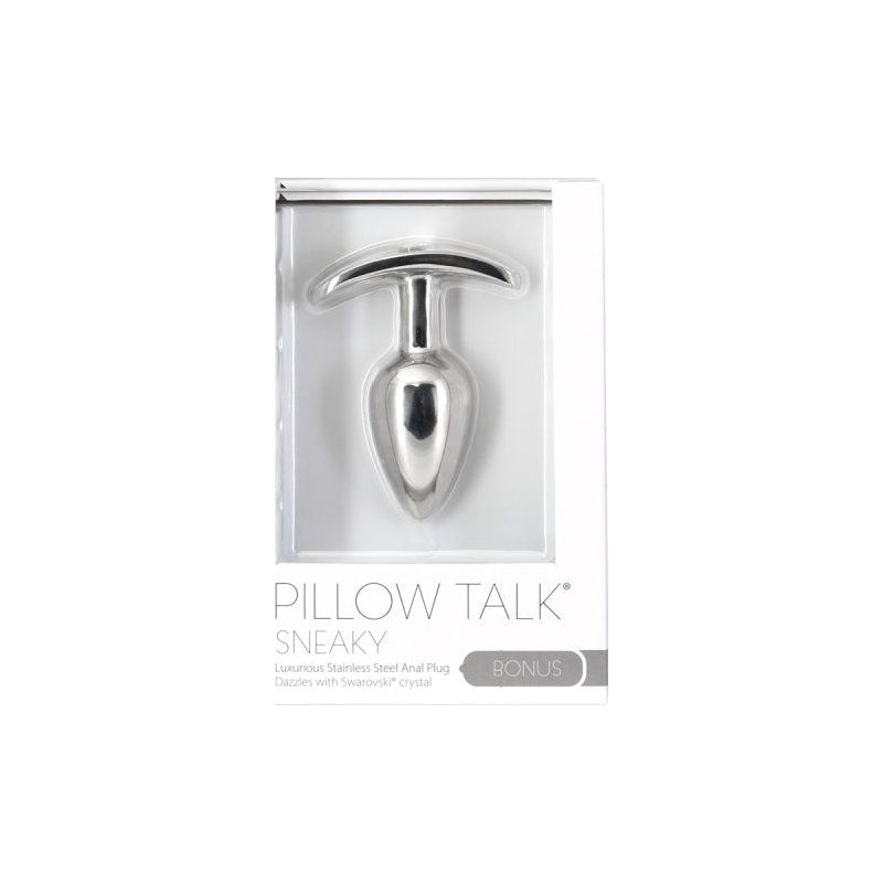 Pillow Talk Sneaky Luxurious Stainless Steel Anal Plug w Swarovski Crystal