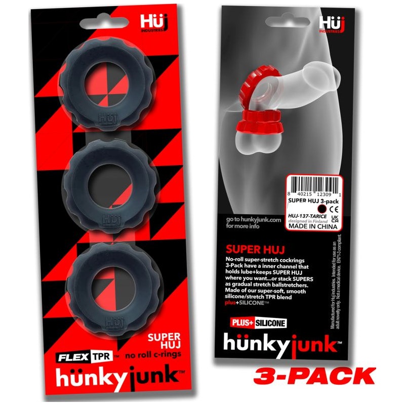 Super Hunkyjunk 3 Pc Cockrings Tar Ice