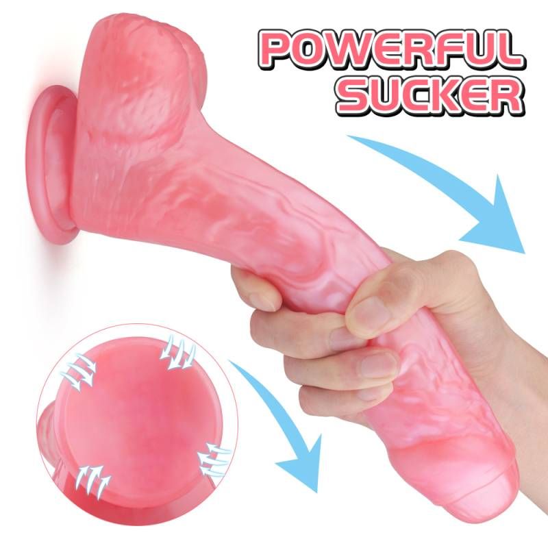 S-Hande Martin Realistic TPE Dildo with Balls and Suction Cup – Pink S