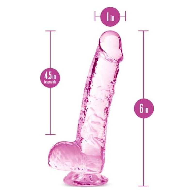 Naturally Yours 6" Crystaline Dildo Rose