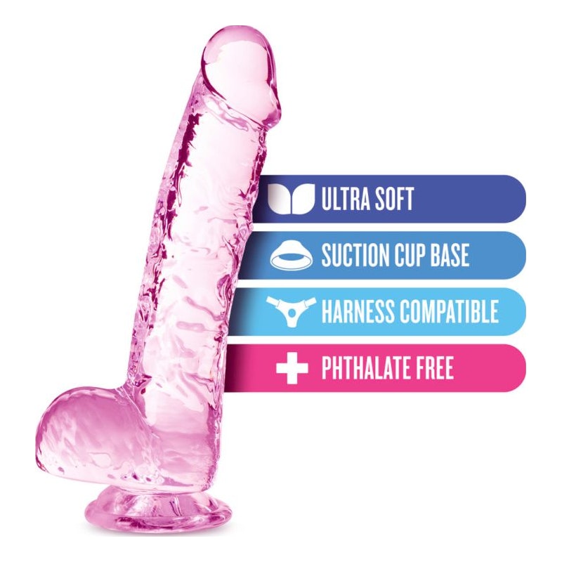 Naturally Yours 6" Crystaline Dildo Rose