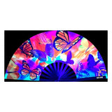 Butterfly Garden Blacklight Folding Fan