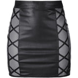 Stretch Wetlook Mesh Criss Cross Skirt Black