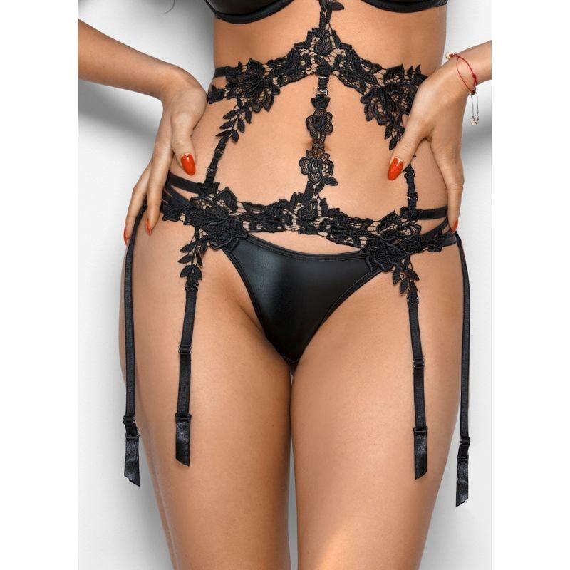 Stretch Wetlook Strappy G-String Black - Naughty by Nature Adult Store