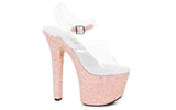 Stiletto Platform Sandal With Peach Glitter 7in - Naughty by Nature Adult Store