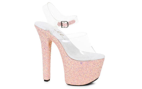 Stiletto Platform Sandal With Peach Glitter 7in - Naughty by Nature Adult Store