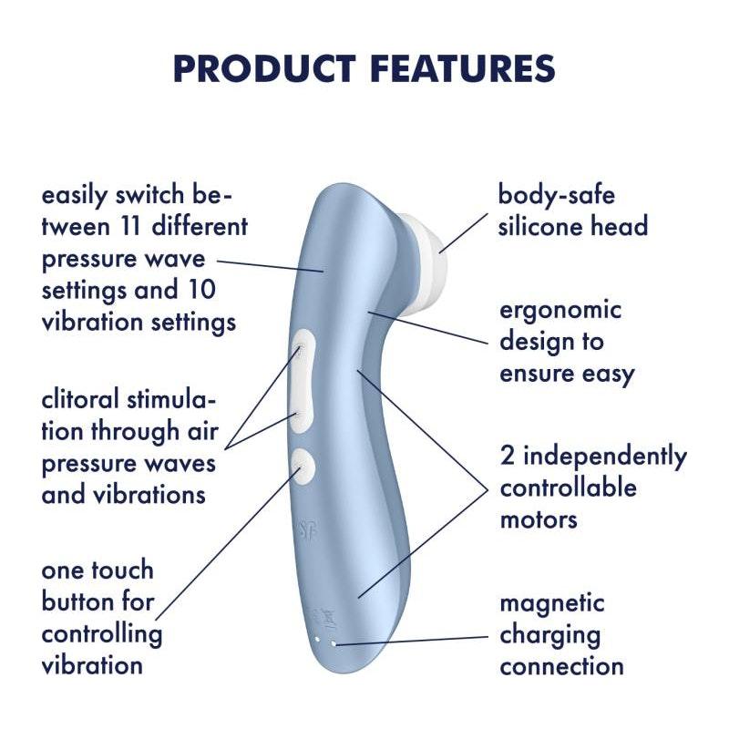 Satisfyer Pro 2+ G2 Clitoral Stimulator Blue - Naughty by Nature Adult Store