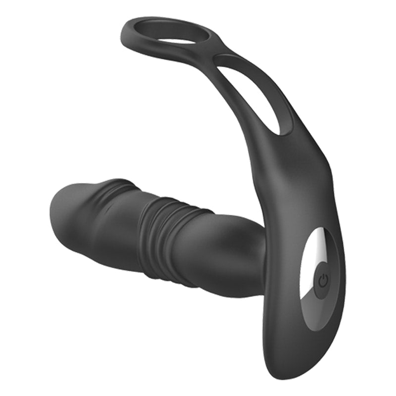 Thrusting Silicone Butt Plug with Cockring and Remote