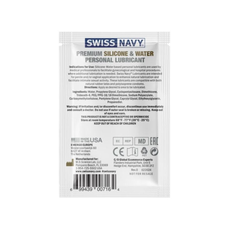 Swiss Navy Hybrid Lubricant 5ml Sachets (100 Pk)