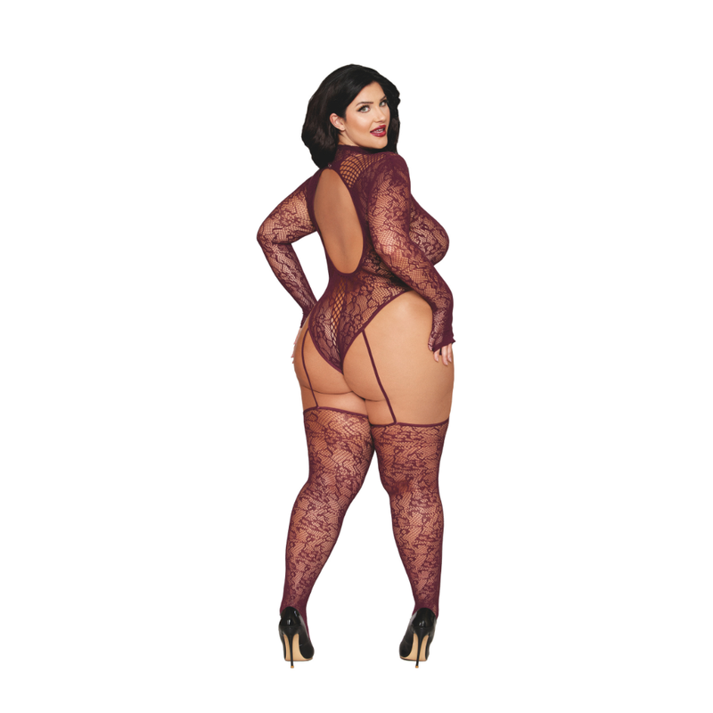 Dreamgirl Teddy Body Stocking Burgundy