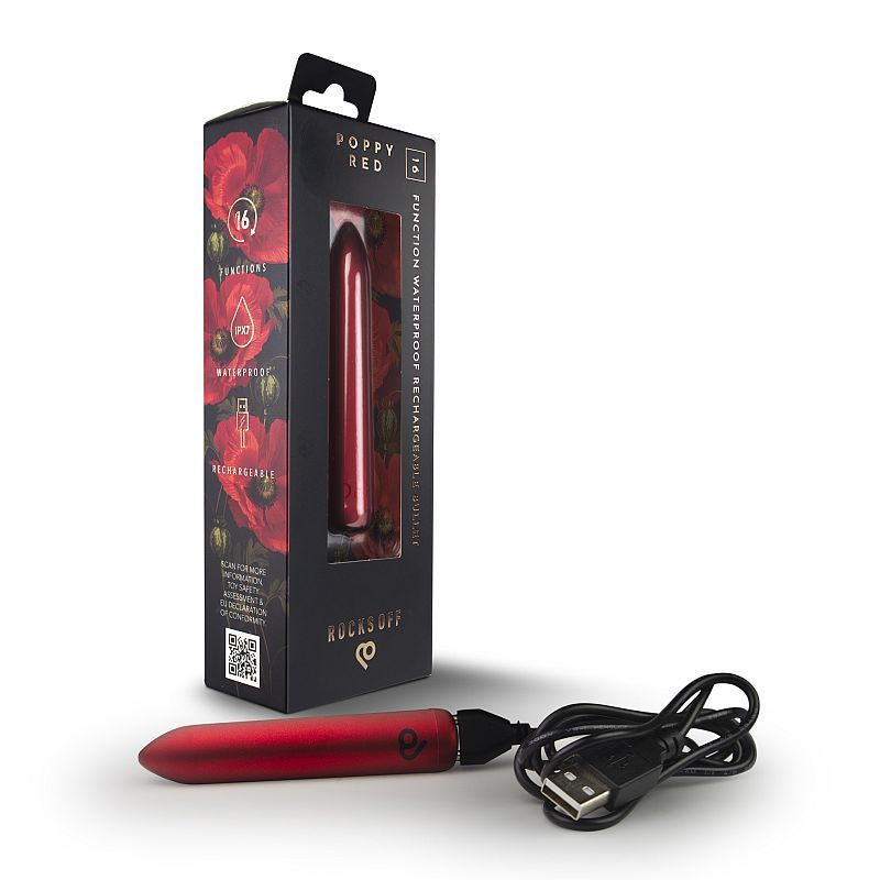 Red Bullet Vibrator - Poppy Red Rechargeable Mini Vibe - bullet vibrator