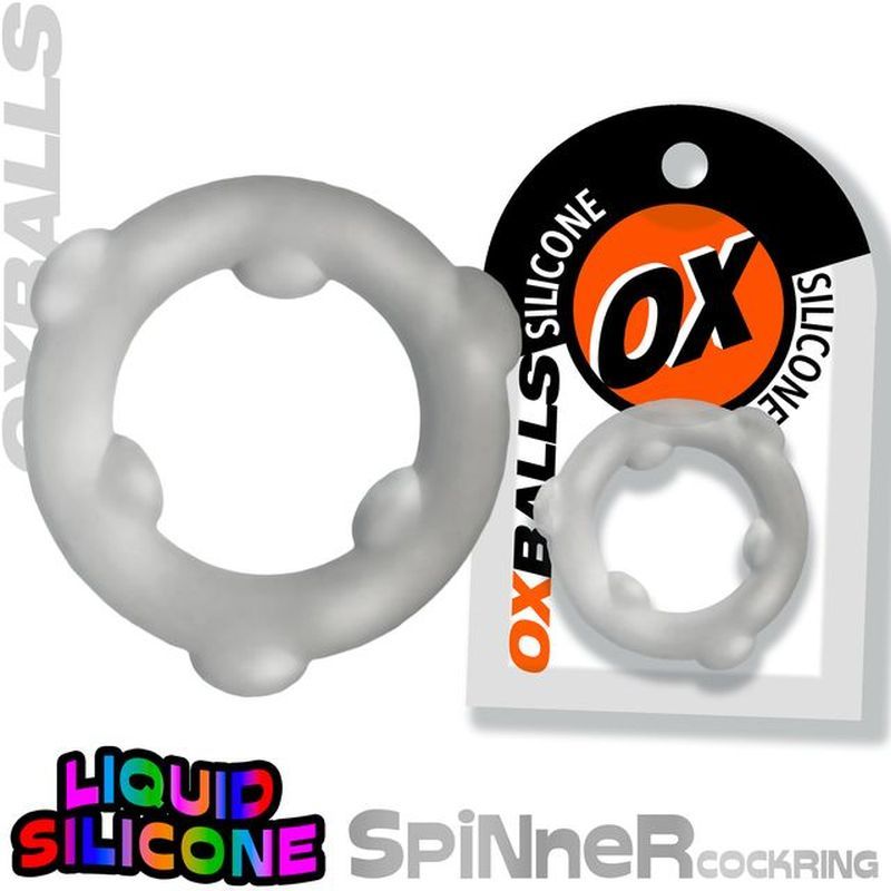 Spinner Silicone Cock Ring Clear - cock ring