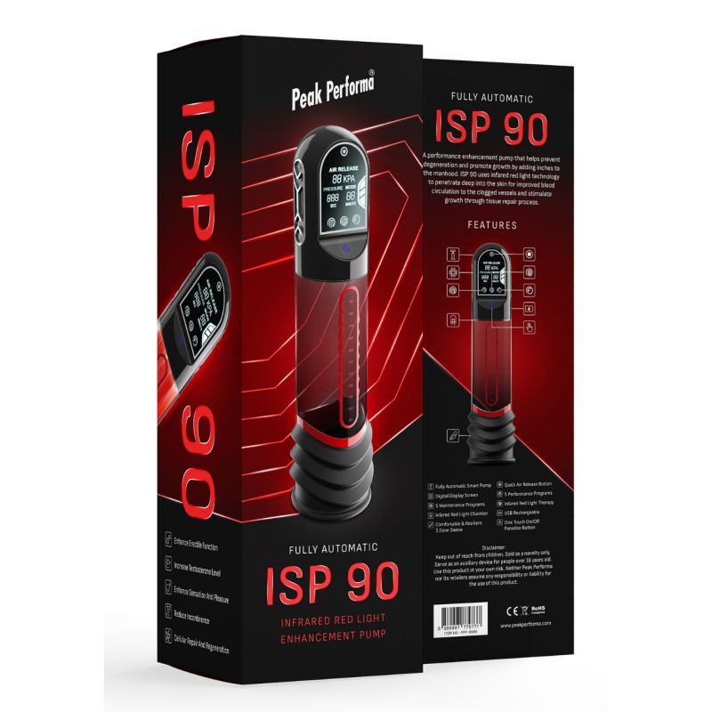 ISP90 Curve Infrared Automatic LCD Penis Pump Red