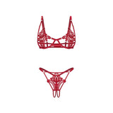 Luise Sublim 2 Pc Bra Panty Crotchless Set Red