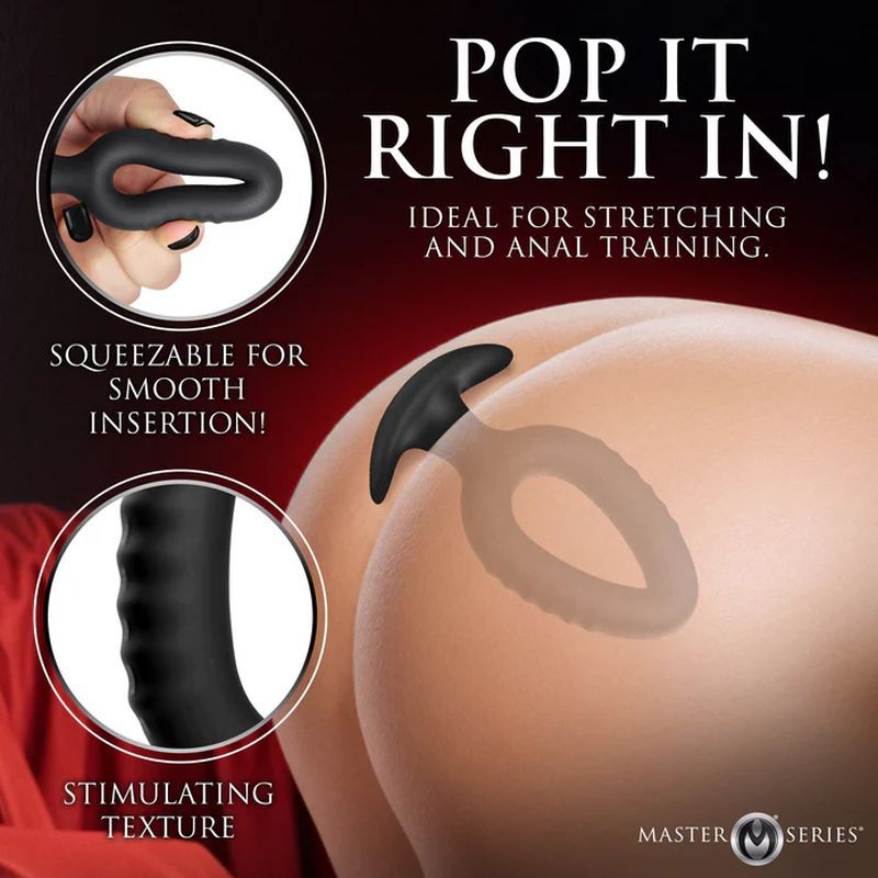 3 Pc Hollow Silicone Squeeze Plug Anal Trainer Set - Adult Toys