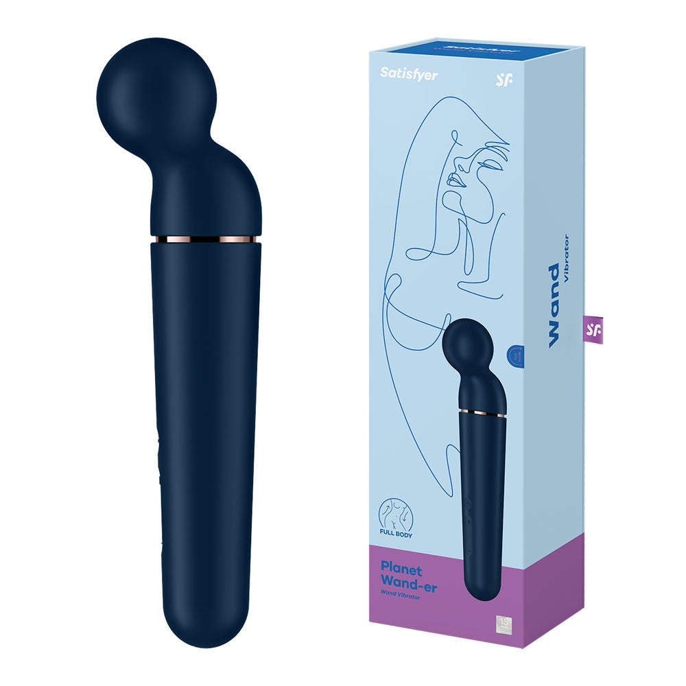 Satisfyer Planet Wand-er - Blue - Blue/Rose Gold USB Rechargeable Massager Wand