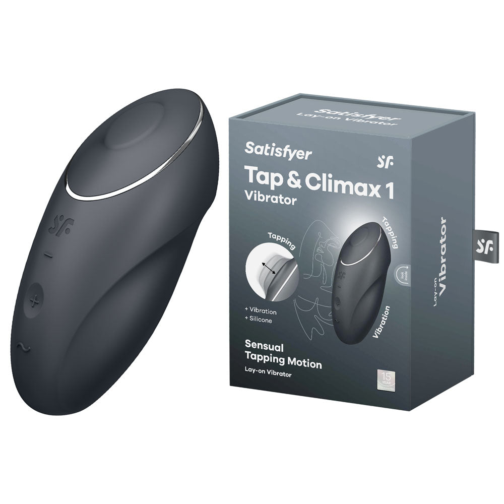 Satisfyer Tap & Climax 1 - Grey - Grey USB Rechargeable Pulsing Stimulator