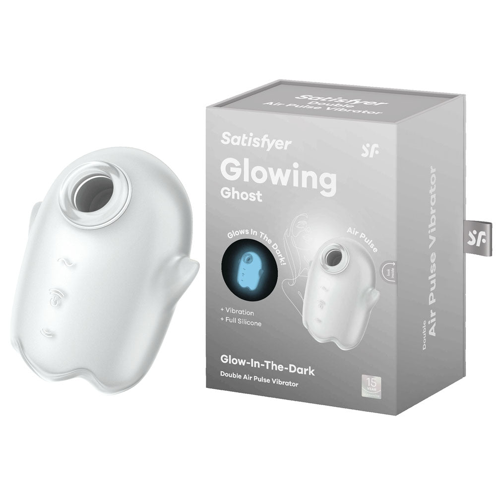 Satisfyer Glowing Ghost - White - Glow in Dark White USB Rechargeable Air Pulse Stimulator