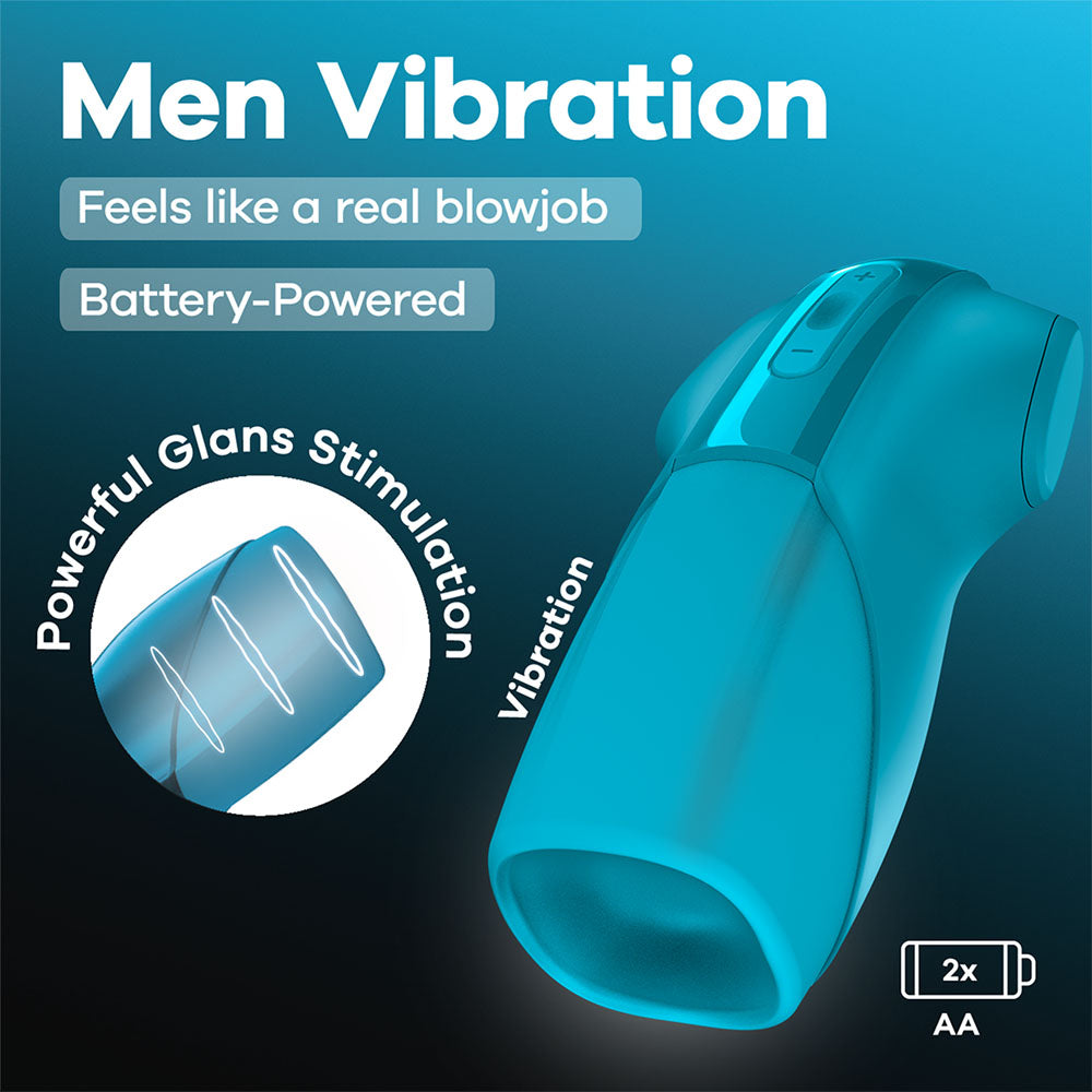 Satisfyer Battery Series Blue Vibrating Masturbator For Men