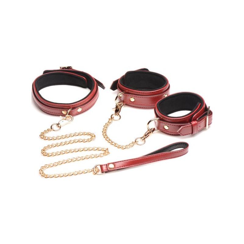 6 Pc Bondage Set Burgundy - Naughty by Nature Adult Store