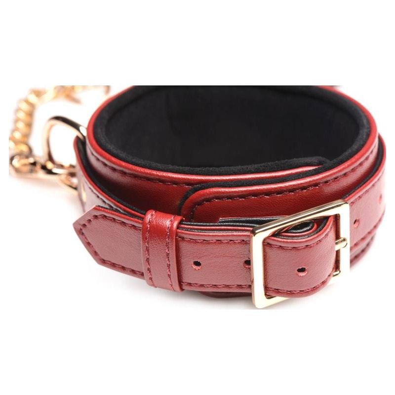 6 Pc PU Leather Bondage Set Burgundy - Adult Toys